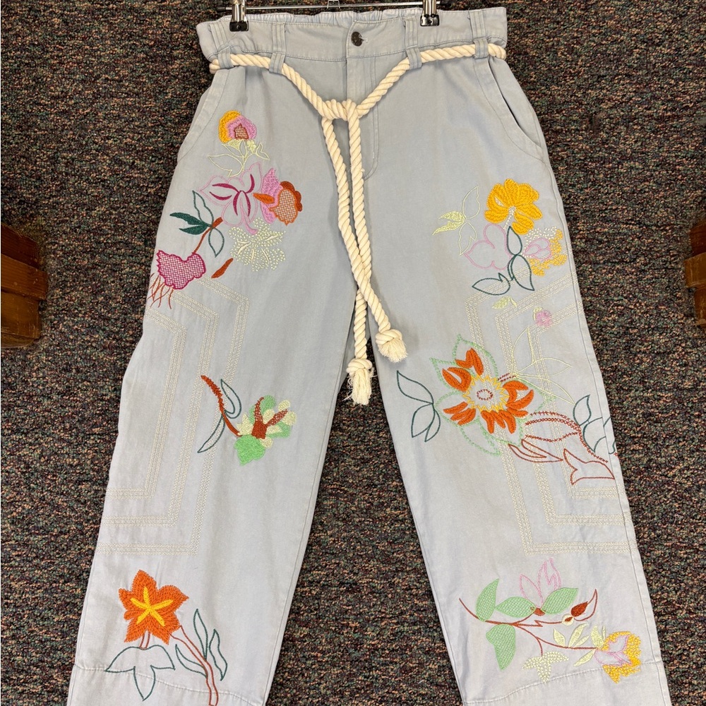 Blue Velvet Light Blue Embroidered Jeans